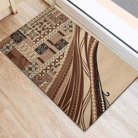 Pasifika Women's Day - Samoa Siapo Malu Tattoo Inspired Rubber Doormat Beige
