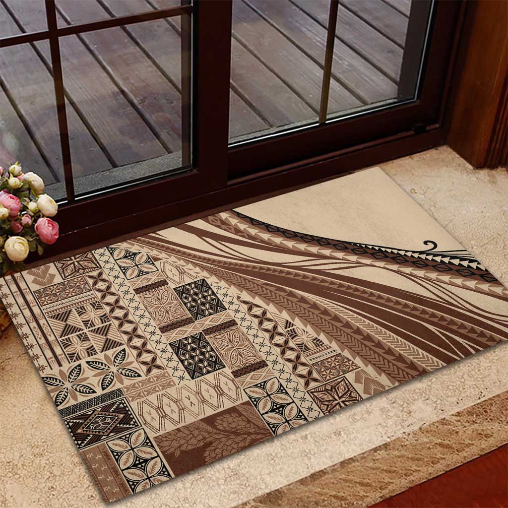 Pasifika Women's Day - Samoa Siapo Malu Tattoo Inspired Rubber Doormat Beige