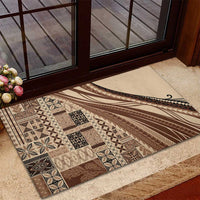 Pasifika Women's Day - Samoa Siapo Malu Tattoo Inspired Rubber Doormat Beige