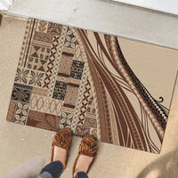 Pasifika Women's Day - Samoa Siapo Malu Tattoo Inspired Rubber Doormat Beige