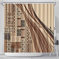 Pasifika Women's Day - Samoa Siapo Malu Tattoo Inspired Shower Curtain Beige