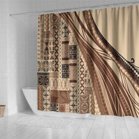 Pasifika Women's Day - Samoa Siapo Malu Tattoo Inspired Shower Curtain Beige