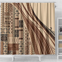 Pasifika Women's Day - Samoa Siapo Malu Tattoo Inspired Shower Curtain Beige