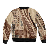 Pasifika Women's Day - Samoa Siapo Malu Tattoo Inspired Sleeve Zip Bomber Jacket Beige