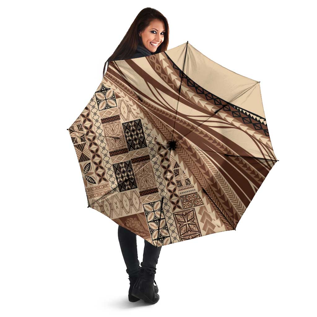 Pasifika Women's Day - Samoa Siapo Malu Tattoo Inspired Umbrella Beige