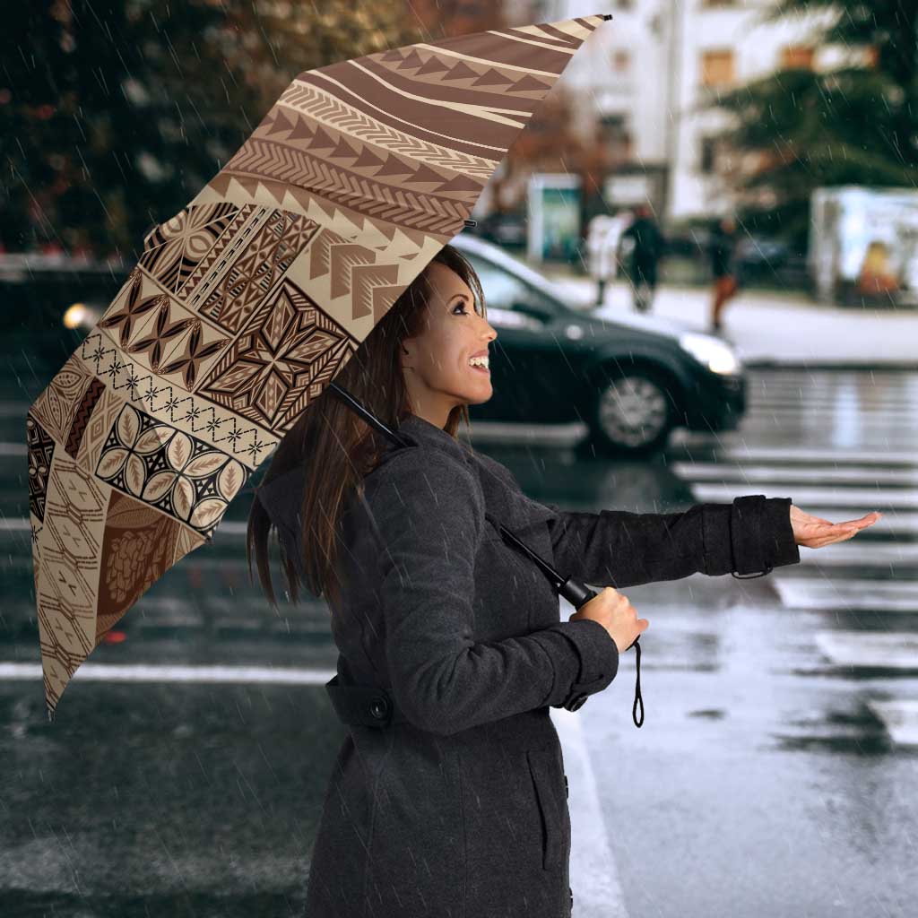 Pasifika Women's Day - Samoa Siapo Malu Tattoo Inspired Umbrella Beige