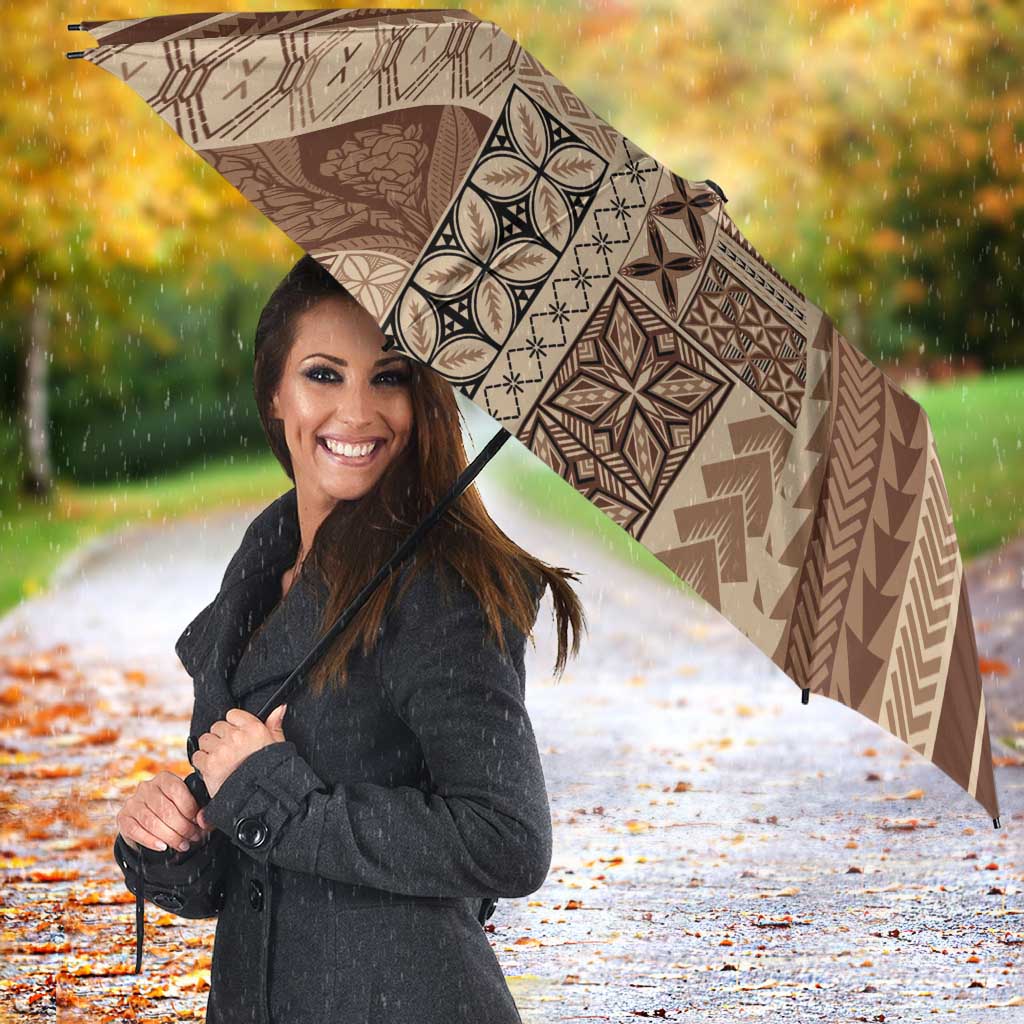 Pasifika Women's Day - Samoa Siapo Malu Tattoo Inspired Umbrella Beige