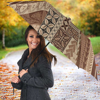 Pasifika Women's Day - Samoa Siapo Malu Tattoo Inspired Umbrella Beige