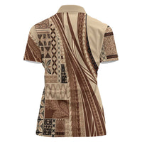 Pasifika Women's Day - Samoa Siapo Malu Tattoo Inspired Women Polo Shirt Beige