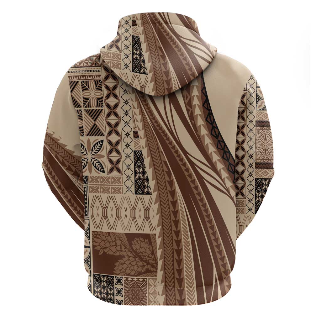 Pasifika Women's Day - Samoa Siapo Malu Tattoo Inspired Zip Hoodie Beige