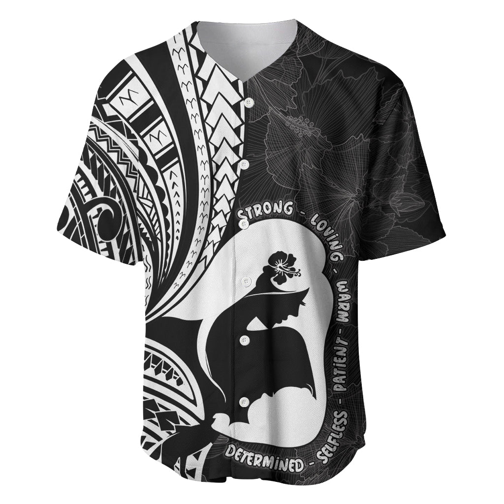 Mother's Day Baseball Jersey Polynesia Vintage Hibiscus - Black LT7 Black - Polynesian Pride