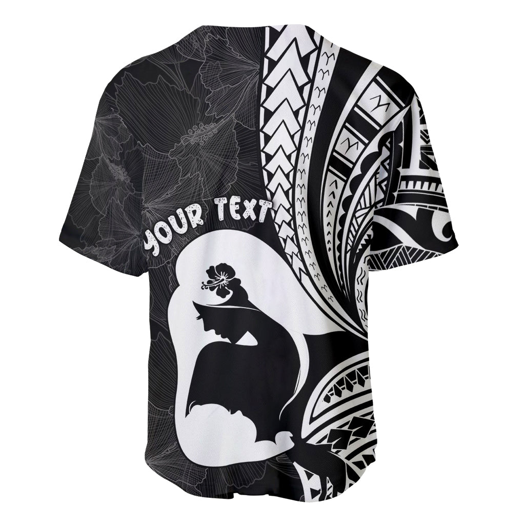 Mother's Day Baseball Jersey Polynesia Vintage Hibiscus - Black LT7 - Polynesian Pride