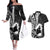 Mother's Day Couples Matching Off The Shoulder Long Sleeve Dress and Hawaiian Shirt Polynesia Vintage Hibiscus - Black
