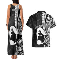 Mother's Day Couples Matching Tank Maxi Dress and Hawaiian Shirt Polynesia Vintage Hibiscus - Black LT7 - Polynesian Pride