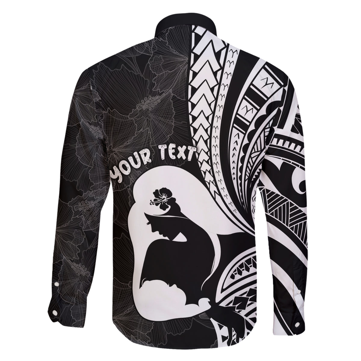 Mother's Day Family Matching Short Sleeve Bodycon Dress and Hawaiian Shirt Polynesia Vintage Hibiscus - Black