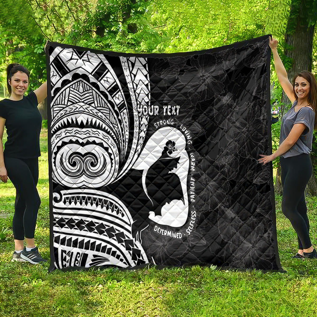 Mother's Day Quilt Polynesia Vintage Hibiscus - Black LT7 - Polynesian Pride