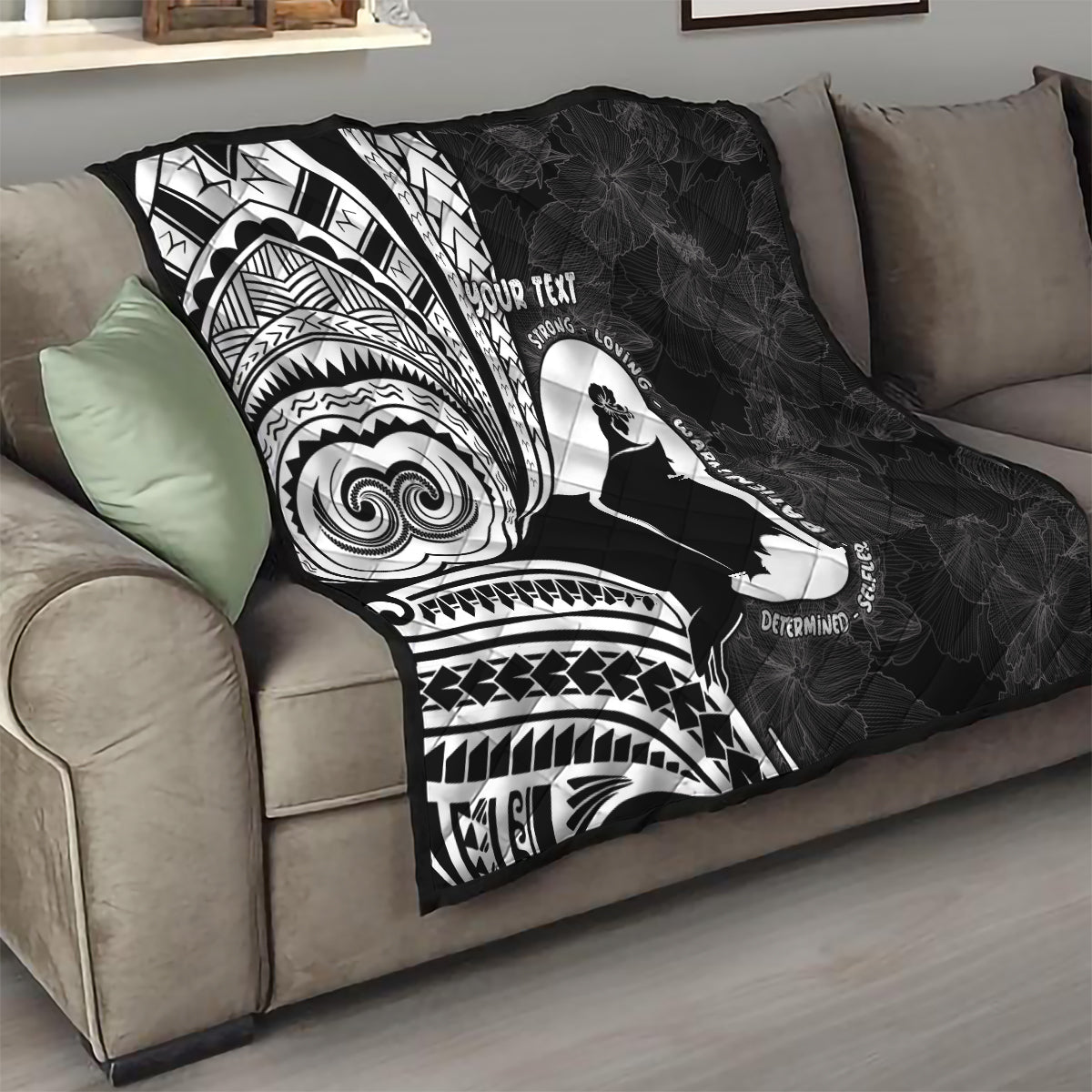 Mother's Day Quilt Polynesia Vintage Hibiscus - Black LT7 - Polynesian Pride
