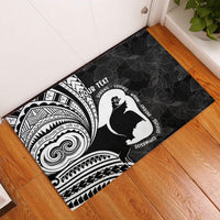 Mother's Day Rubber Doormat Polynesia Vintage Hibiscus - Black