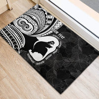 Mother's Day Rubber Doormat Polynesia Vintage Hibiscus - Black