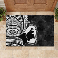 Mother's Day Rubber Doormat Polynesia Vintage Hibiscus - Black