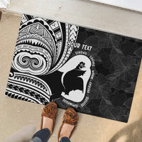 Mother's Day Rubber Doormat Polynesia Vintage Hibiscus - Black