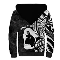 Mother's Day Sherpa Hoodie Polynesia Vintage Hibiscus - Black