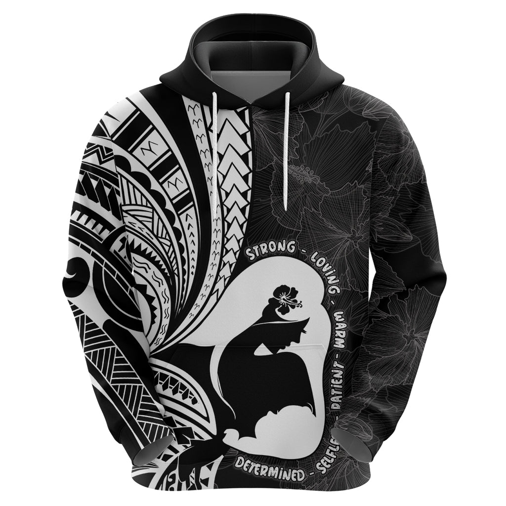Mother's Day Zip Hoodie Polynesia Vintage Hibiscus - Black