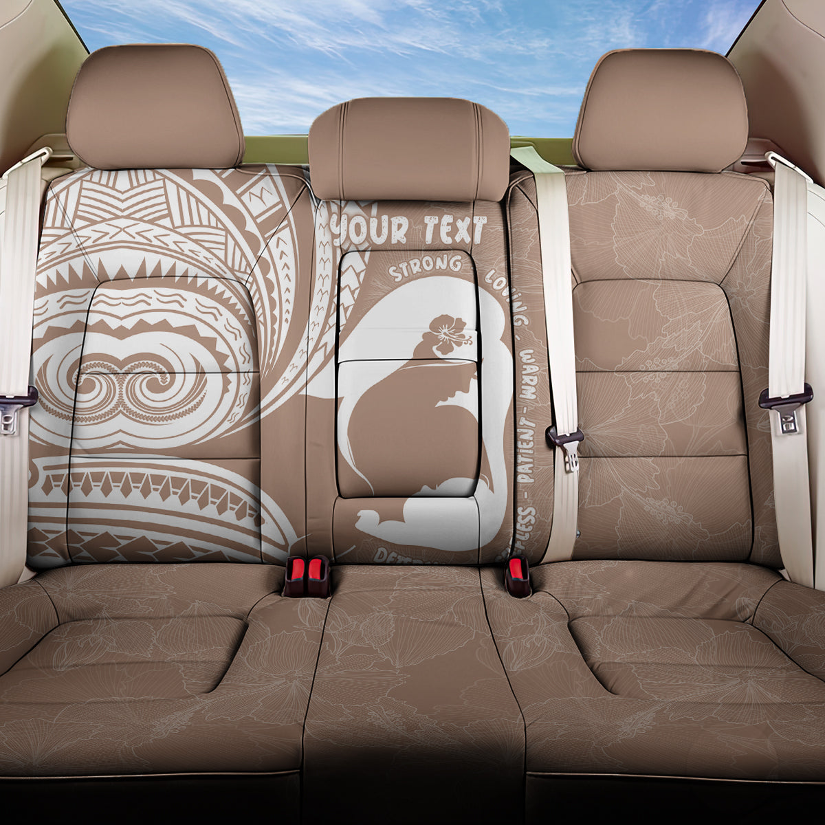 Mother's Day Back Car Seat Cover Polynesia Vintage Hibiscus - Brown LT7