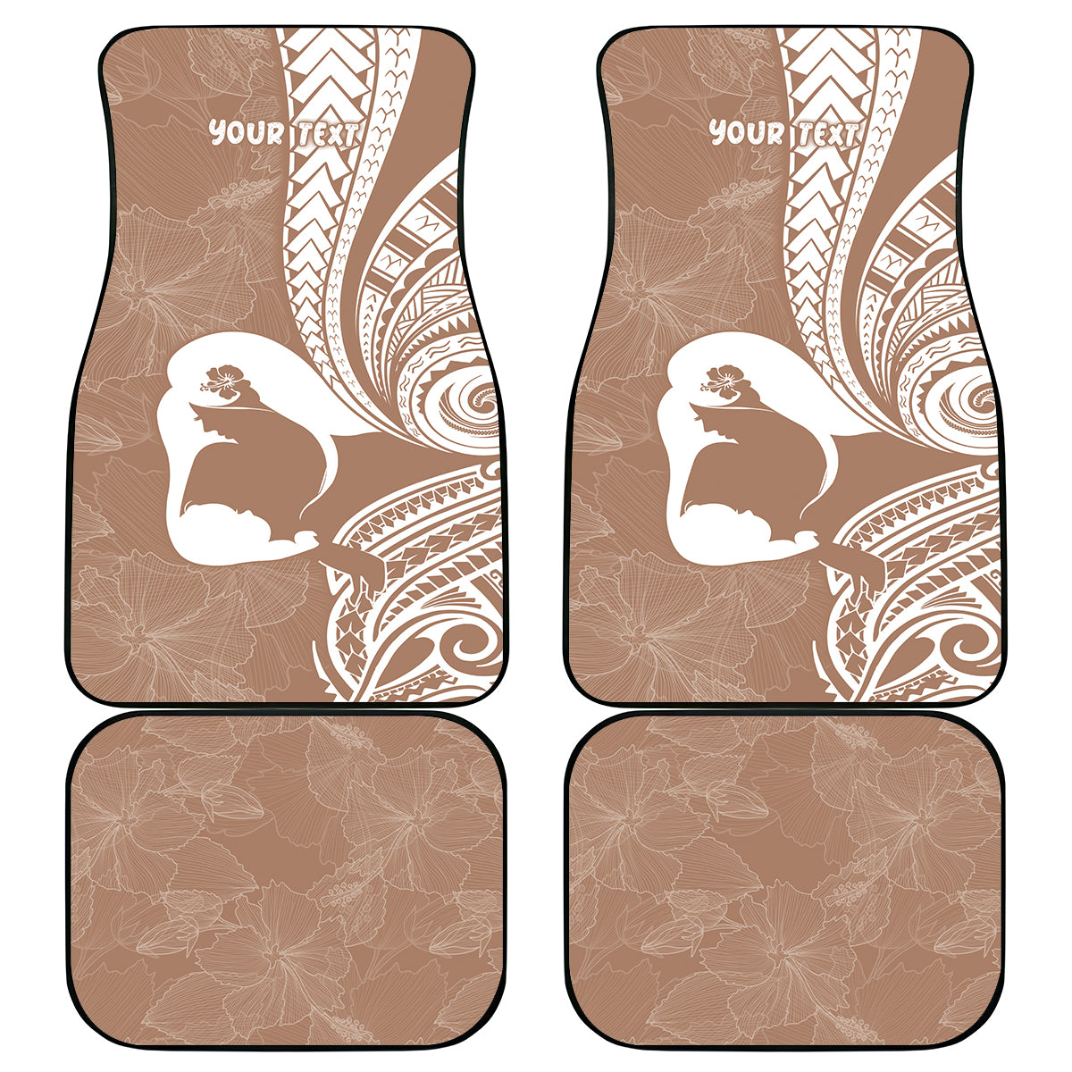 Mother's Day Car Mats Polynesia Vintage Hibiscus - Brown