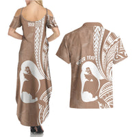 Mother's Day Couples Matching Summer Maxi Dress and Hawaiian Shirt Polynesia Vintage Hibiscus - Brown LT7 - Polynesian Pride