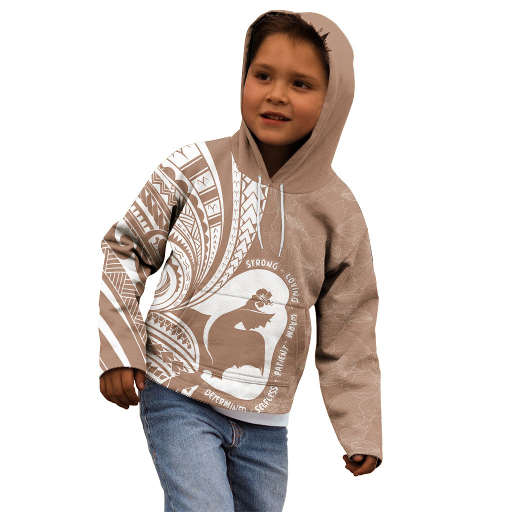Mother's Day Kid Hoodie Polynesia Vintage Hibiscus - Brown
