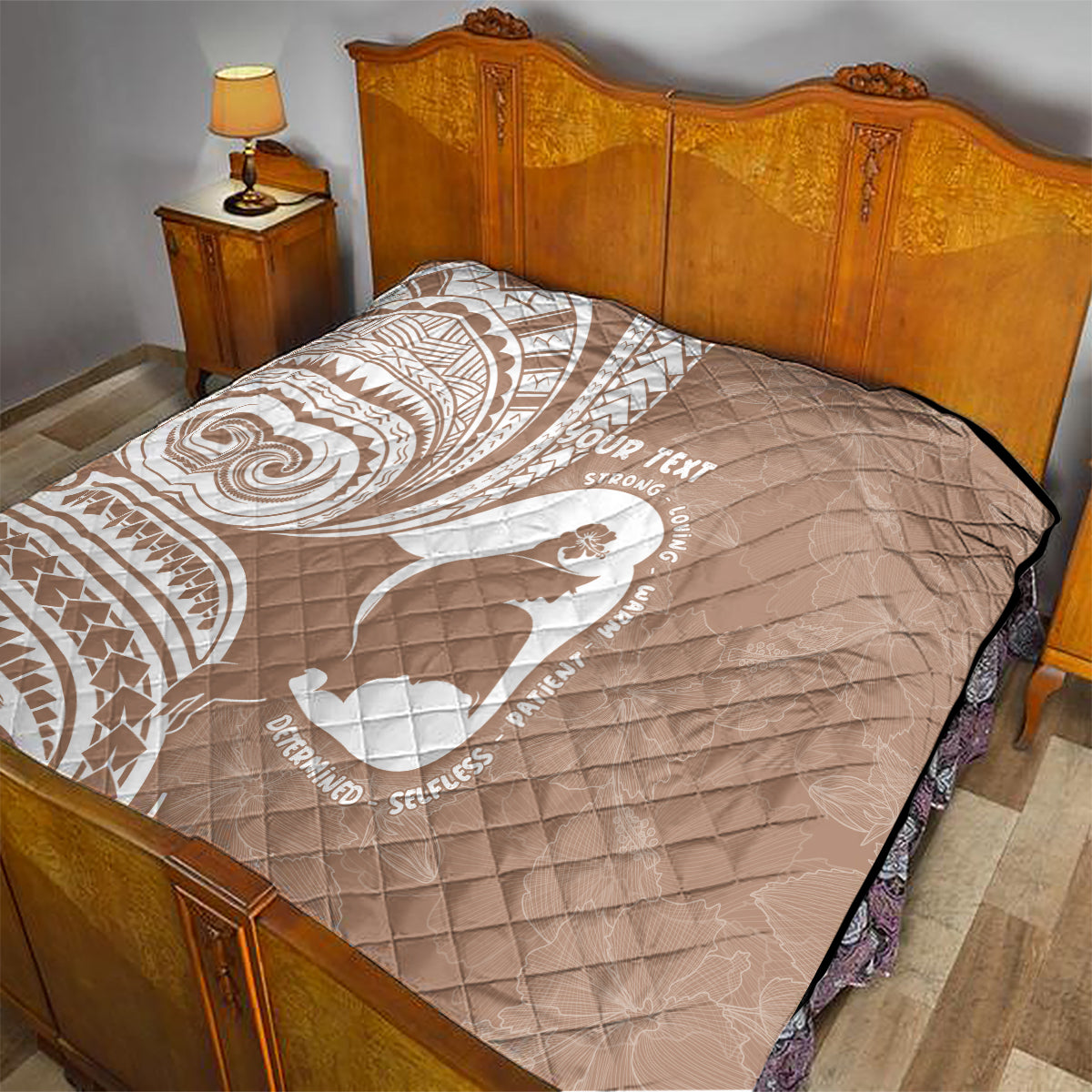 Mother's Day Quilt Polynesia Vintage Hibiscus - Brown LT7 - Polynesian Pride