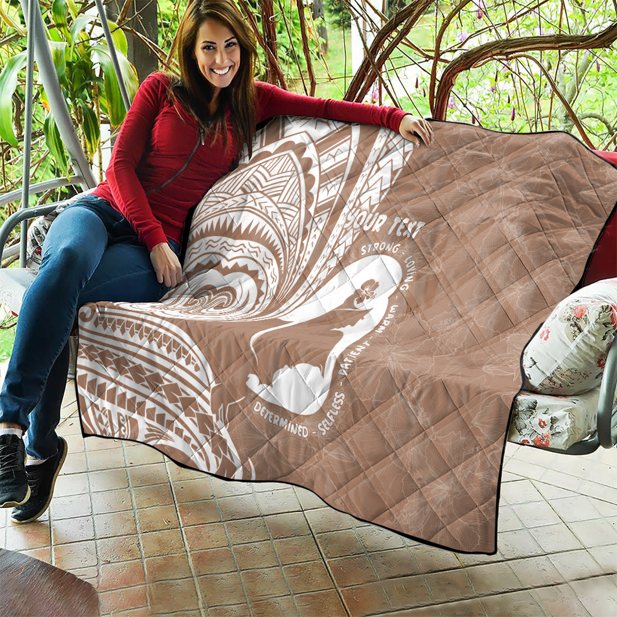 Mother's Day Quilt Polynesia Vintage Hibiscus - Brown LT7 - Polynesian Pride