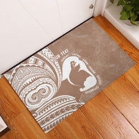 Mother's Day Rubber Doormat Polynesia Vintage Hibiscus - Brown
