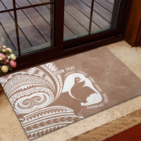 Mother's Day Rubber Doormat Polynesia Vintage Hibiscus - Brown