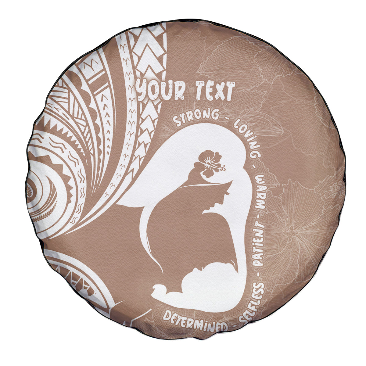 Mother's Day Spare Tire Cover Polynesia Vintage Hibiscus - Brown