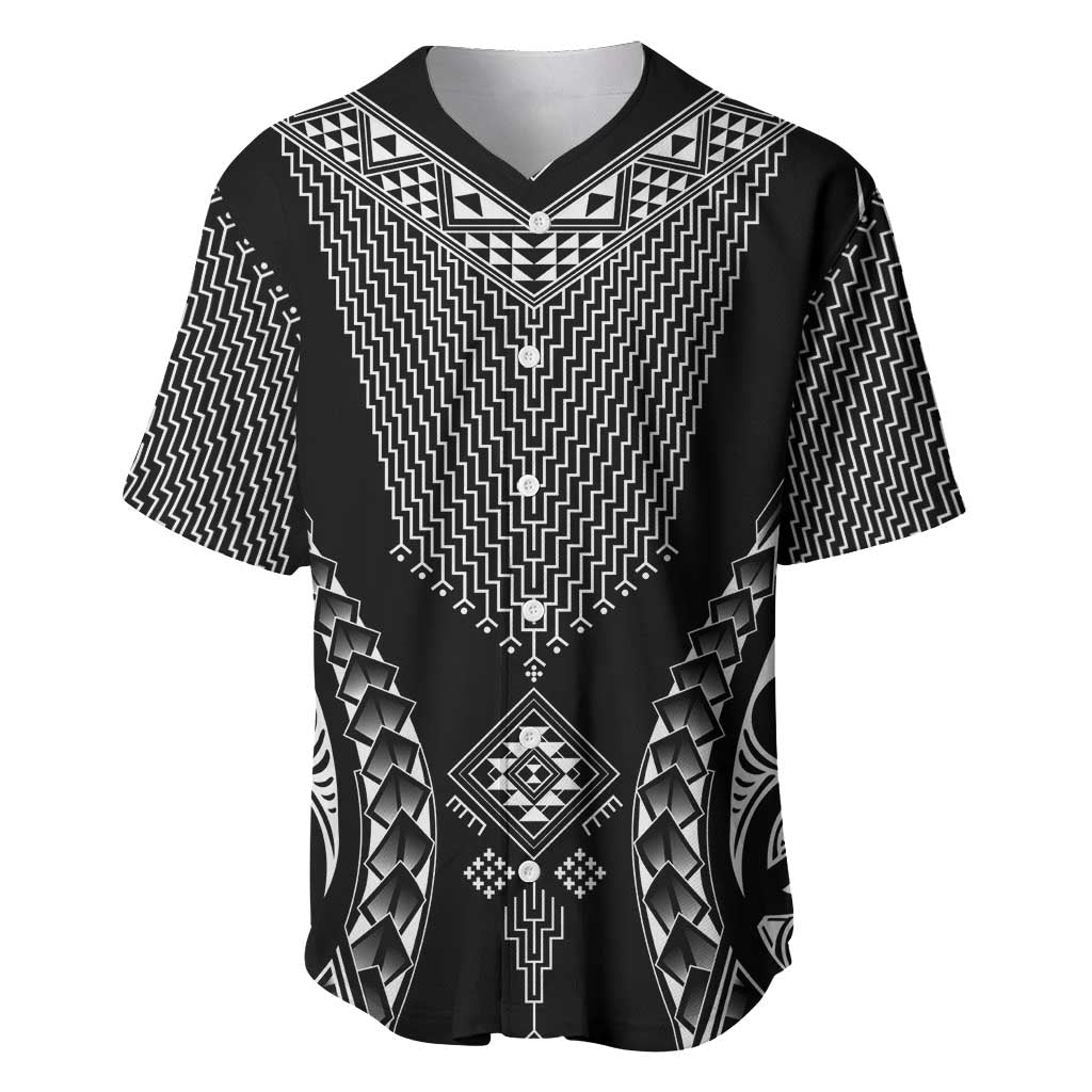 2025 Rugby Championship New Zealand Custom Baseball Jersey Poutama Motifs LT7 Black - Polynesian Pride