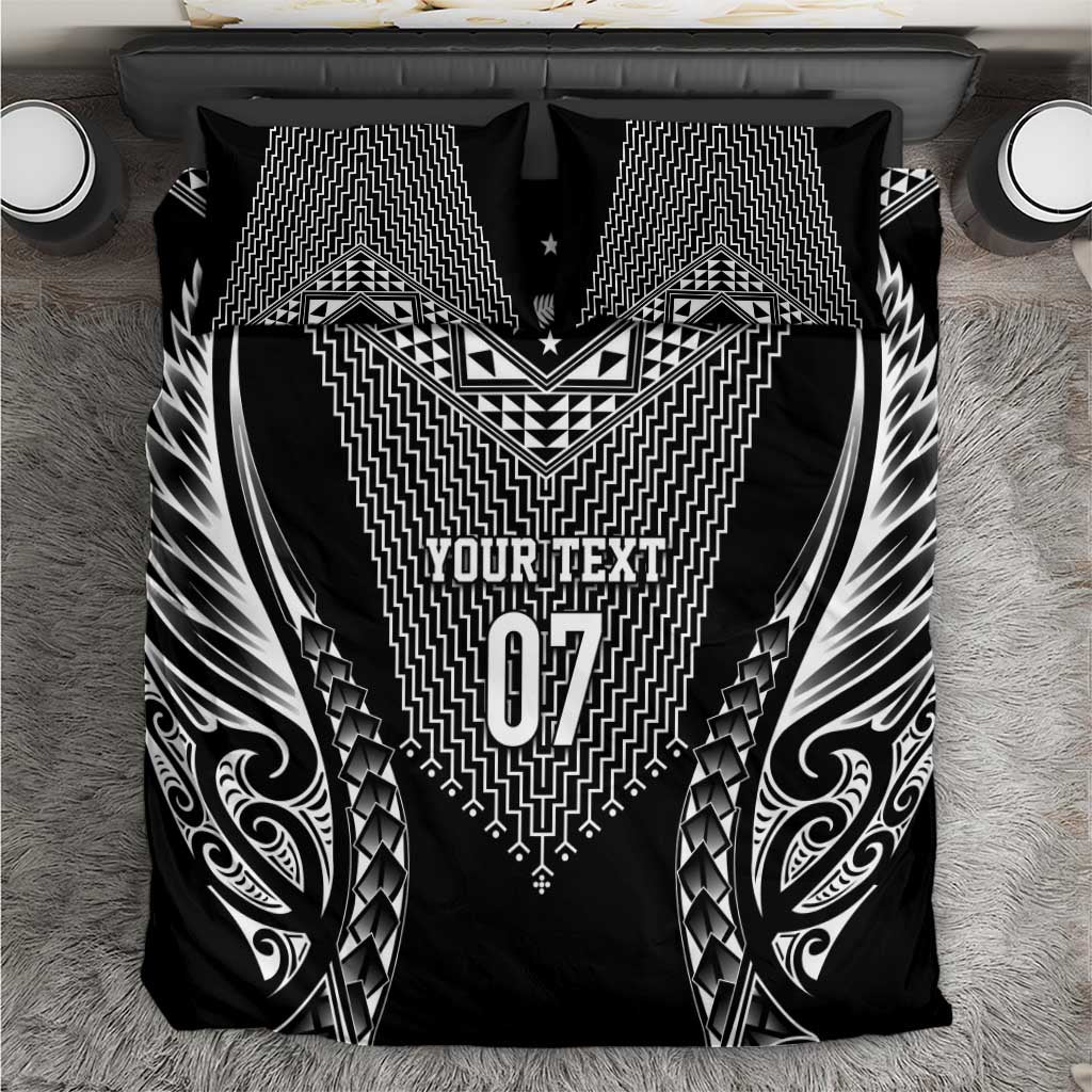 2025 Rugby Championship New Zealand Custom Bedding Set Poutama Motifs LT7 Black - Polynesian Pride