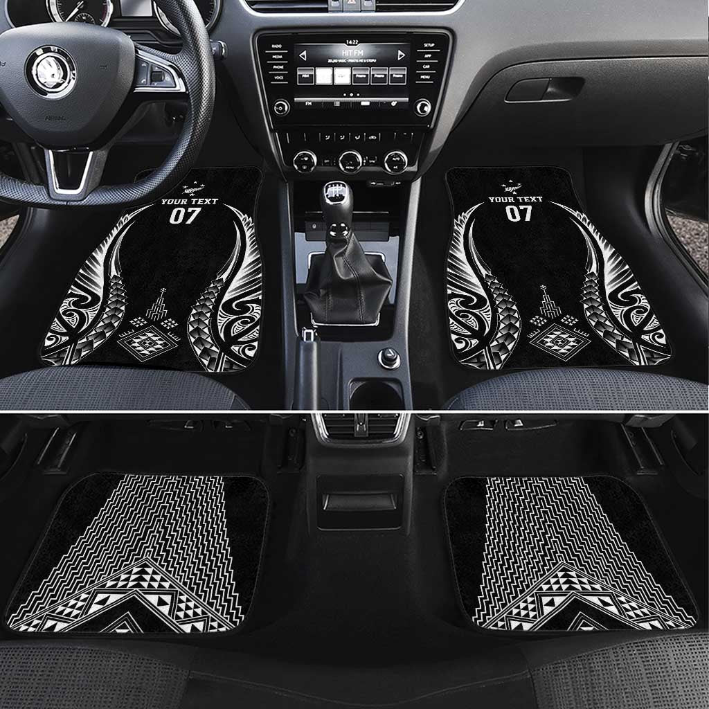 2025 Rugby Championship New Zealand Custom Car Mats Poutama Motifs LT7 Set 4pcs Black - Polynesian Pride