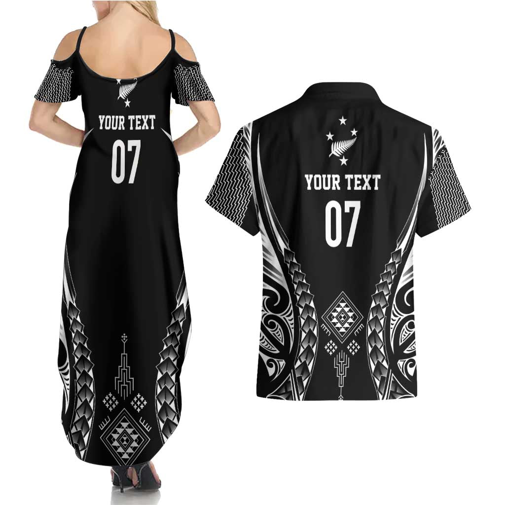 2025 Rugby Championship New Zealand Custom Couples Matching Summer Maxi Dress and Hawaiian Shirt Poutama Motifs LT7 - Polynesian Pride