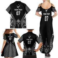 2025 Rugby Championship New Zealand Custom Family Matching Summer Maxi Dress and Hawaiian Shirt Poutama Motifs - Polynesian Pride