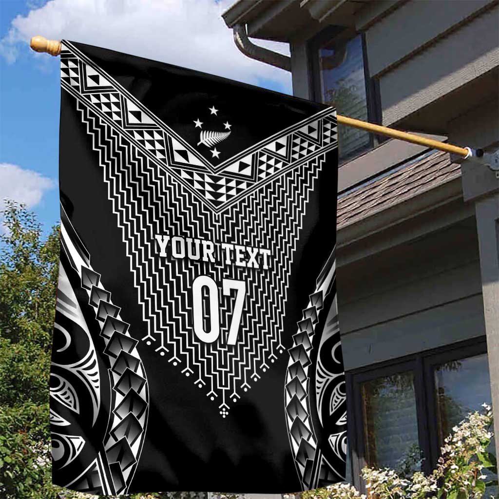 2025 Rugby Championship New Zealand Custom Garden Flag Poutama Motifs - Polynesian Pride