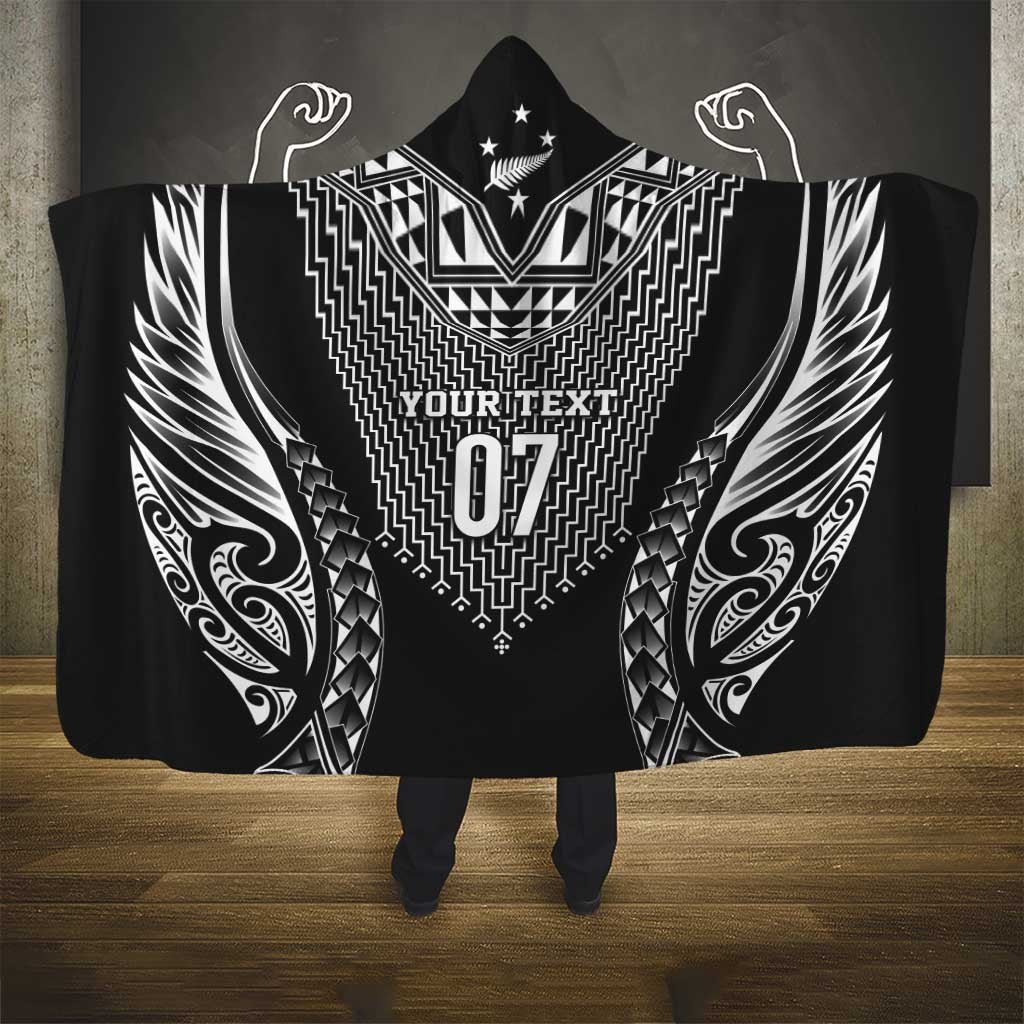 2025 Rugby Championship New Zealand Custom Hooded Blanket Poutama Motifs - Polynesian Pride