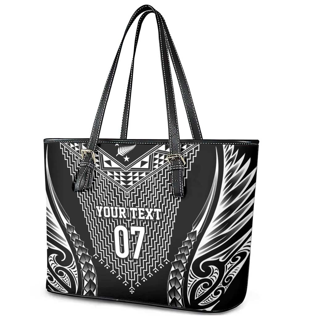 2025 Rugby Championship New Zealand Custom Leather Tote Bag Poutama Motifs - Polynesian Pride