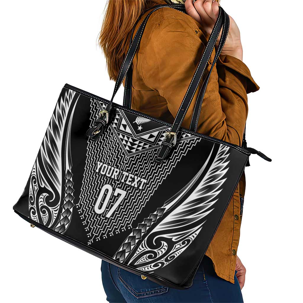 2025 Rugby Championship New Zealand Custom Leather Tote Bag Poutama Motifs - Polynesian Pride