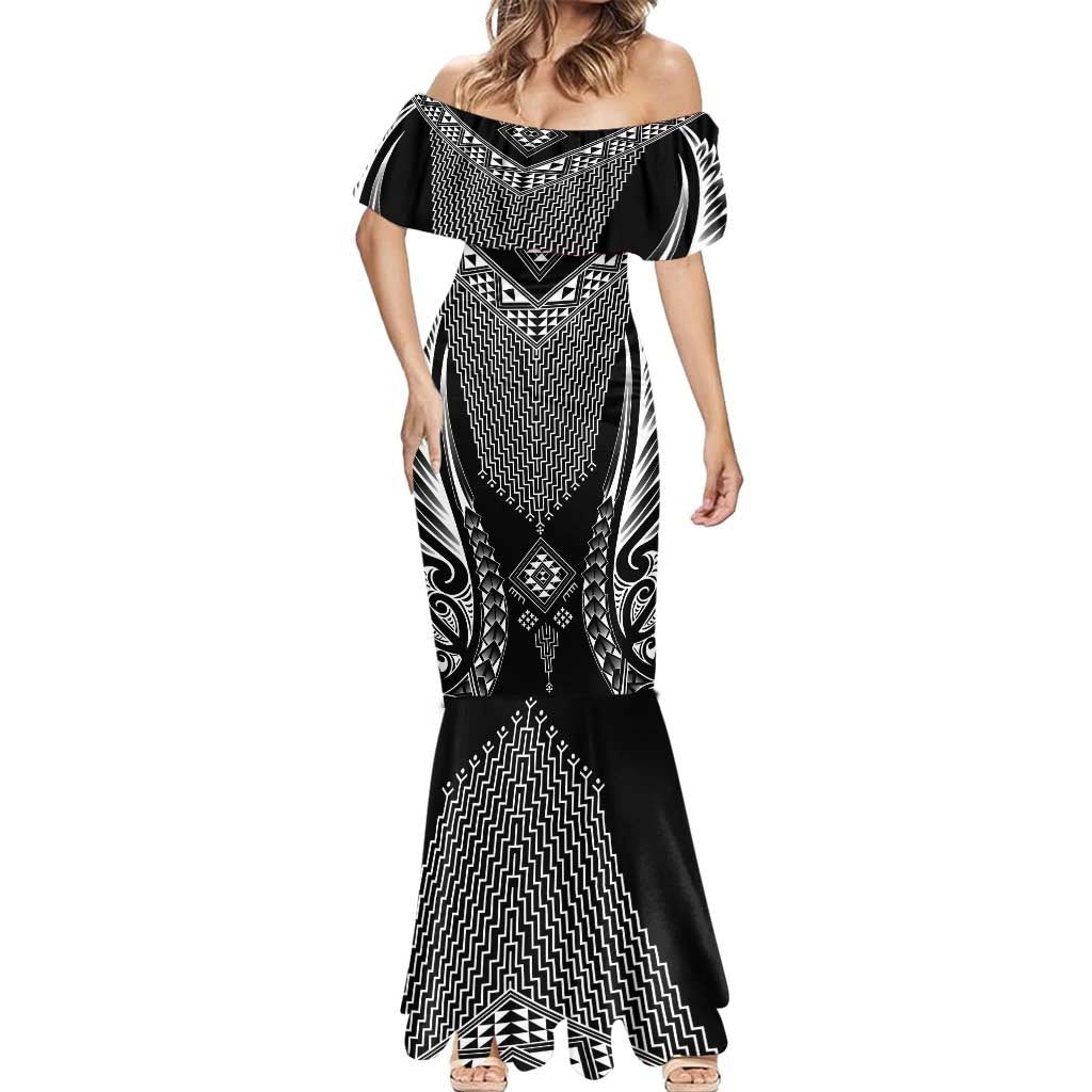 2025 Rugby Championship New Zealand Custom Mermaid Dress Poutama Motifs - Polynesian Pride