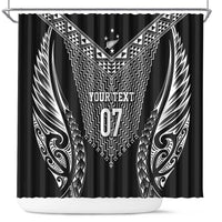 2025 Rugby Championship New Zealand Custom Shower Curtain Poutama Motifs - Polynesian Pride