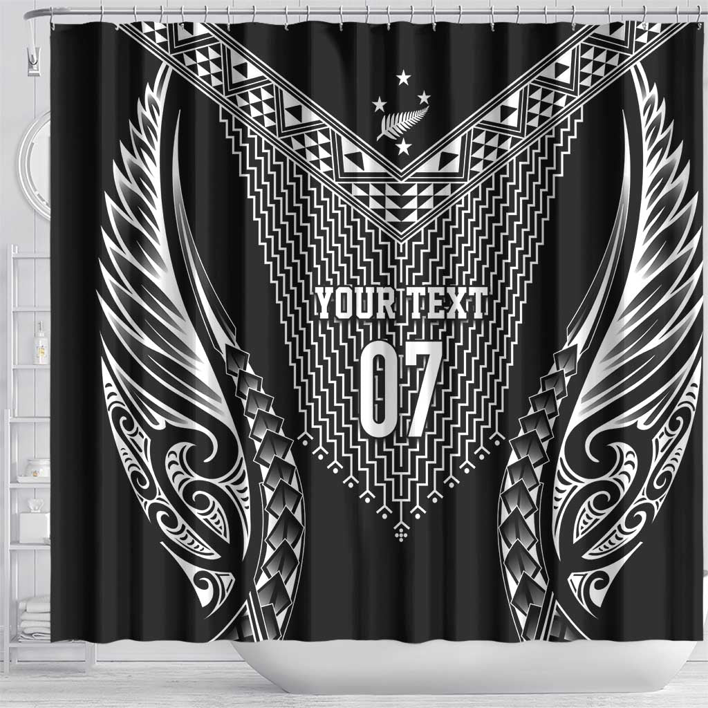 2025 Rugby Championship New Zealand Custom Shower Curtain Poutama Motifs - Polynesian Pride