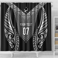 2025 Rugby Championship New Zealand Custom Shower Curtain Poutama Motifs - Polynesian Pride