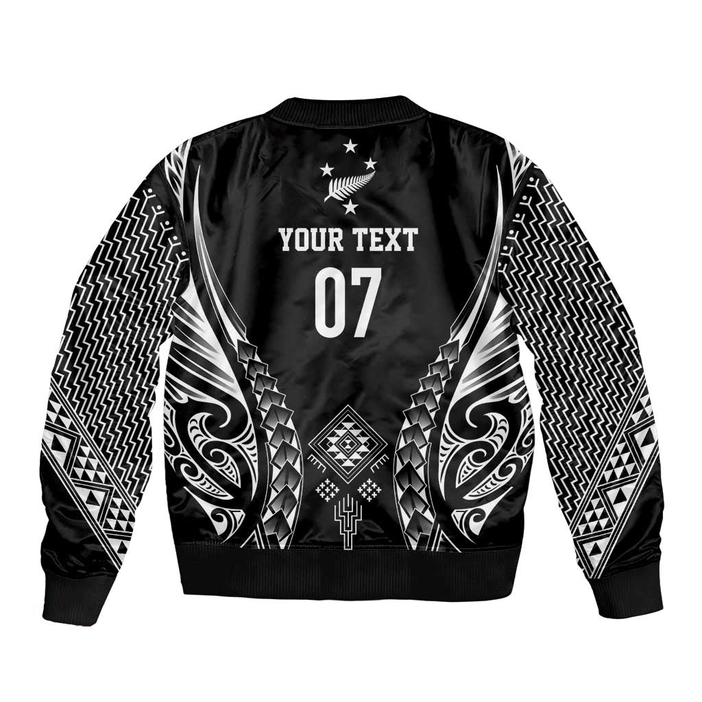 2025 Rugby Championship New Zealand Custom Sleeve Zip Bomber Jacket Poutama Motifs - Polynesian Pride